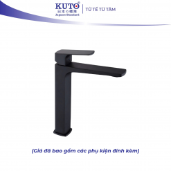 Vòi Lavabo thân dài màu đen chất liệu đồng KUTO Nhật Bản (K014)