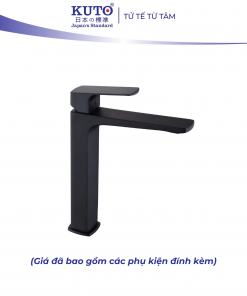 Vòi Lavabo thân dài màu đen chất liệu đồng KUTO Nhật Bản (K014)