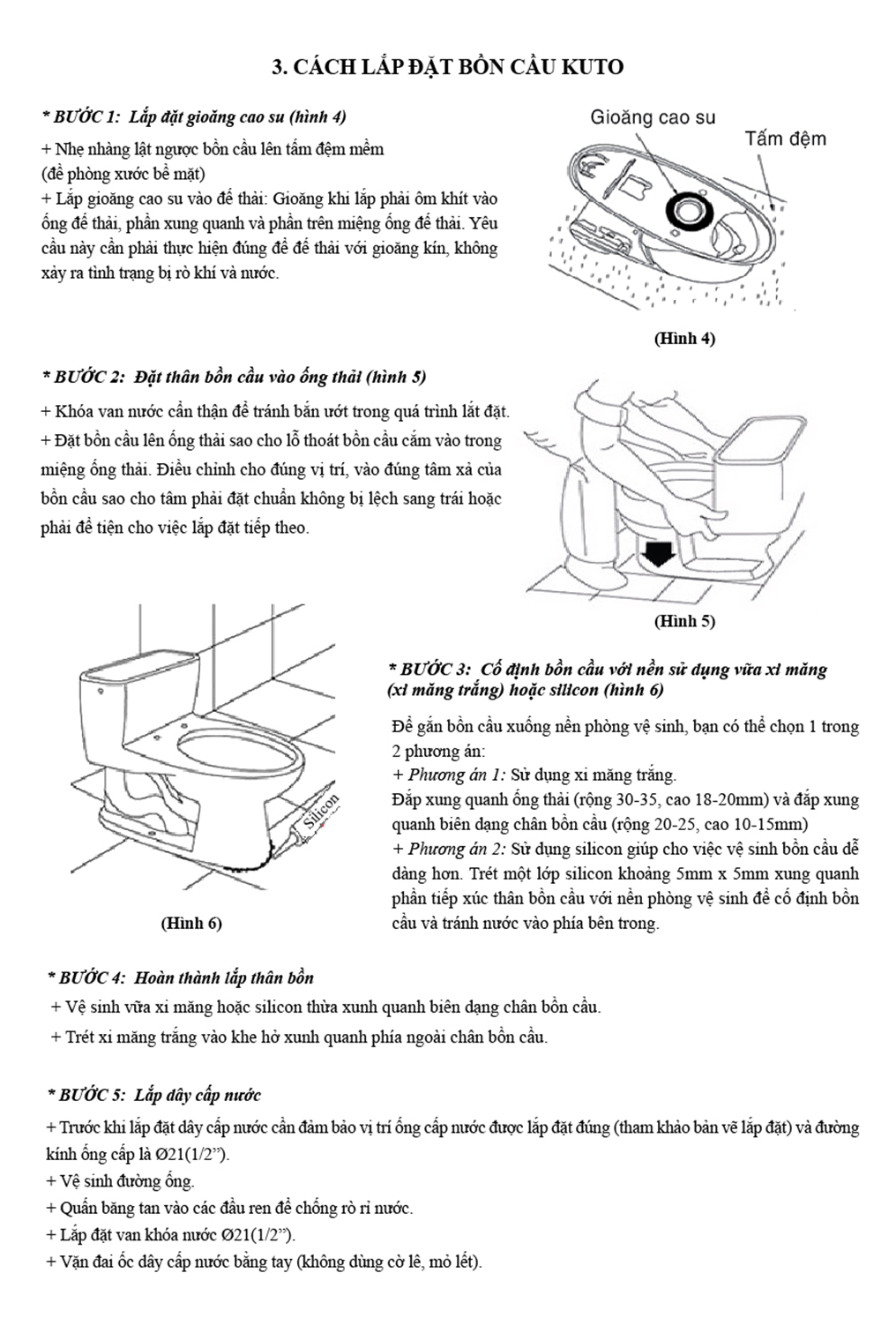 Chi tiết các bước lắp đặt bồn cầu Nhật Bản 