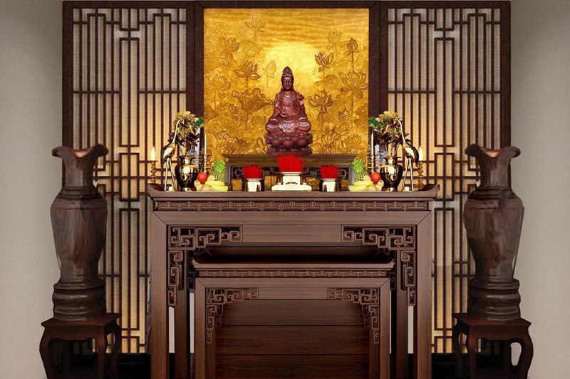 Bát hương trên bàn thờ Phật thể hiện lòng thành tâm với Đức Phật