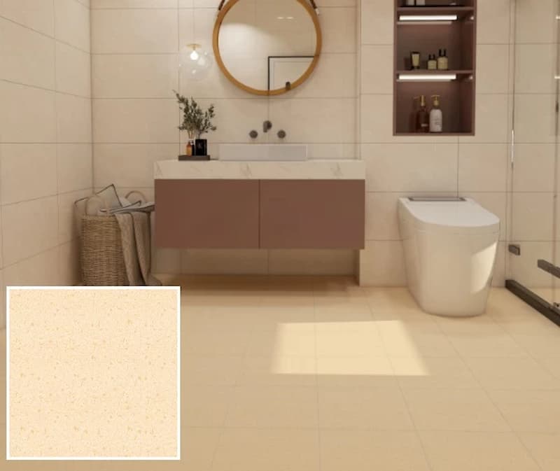 Gạch ốp sàn nhà vệ sinh sử dụng chất liệu vân đá sang trọng