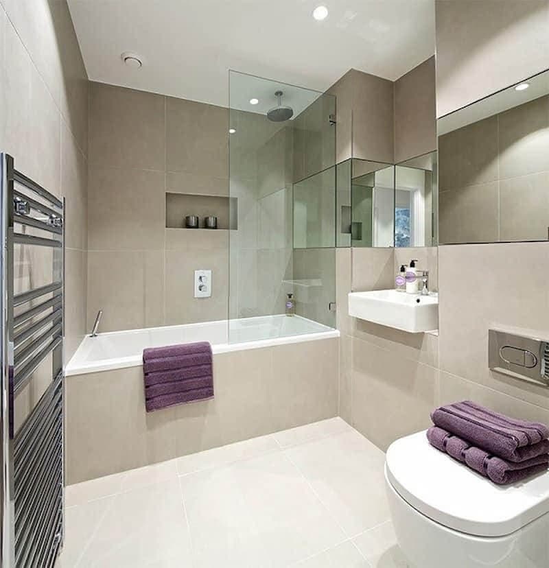 Nhà vệ sinh thiết kế tông màu sáng tạo hiệu ứng thị giác diện tích phòng rộng hơn
