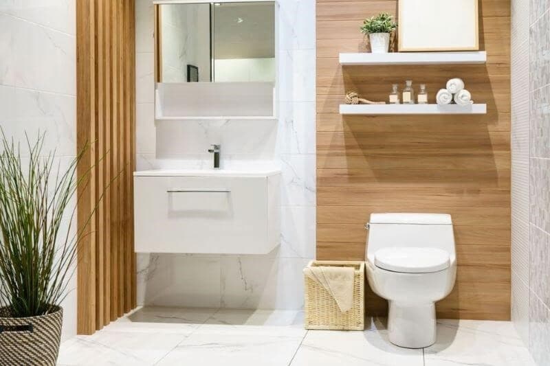 Nhà vệ sinh có thiết kế kiểu dáng tương xứng, đơn giản