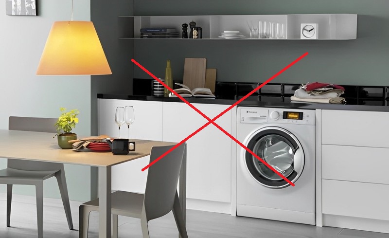 Lưu ý không đặt bếp gần máy giặt