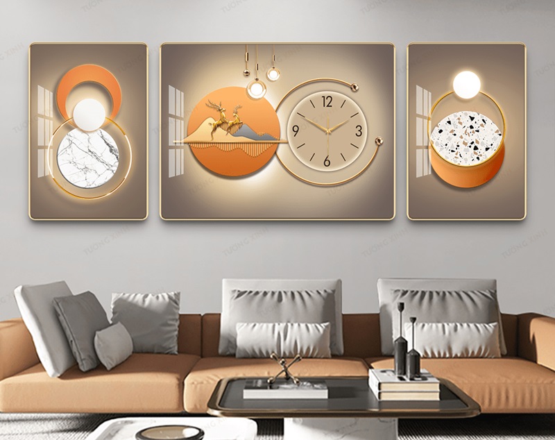 Đồng hồ treo tường trang trí phòng khách tráng gương mang ý nghĩa tài lộc