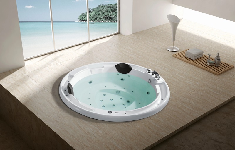 Bồn tắm sục dạng tròn mang đến cảm giác ấn tượng và thú vị cho nhà tắm
