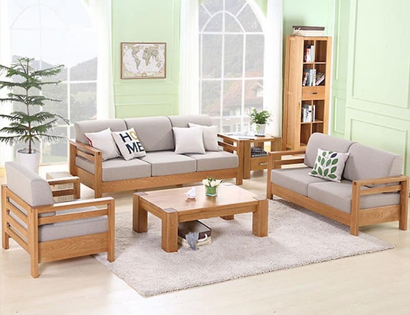 Mẫu bộ bàn ghế gỗ phòng khách đẹp mang phong cách đơn giản tạo độ thẩm mỹ cao
