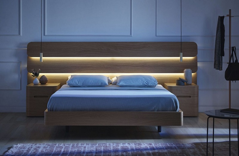 Mẫu giường gỗ được trang bị ánh sáng, âm thanh đầy sinh động và tiện nghi