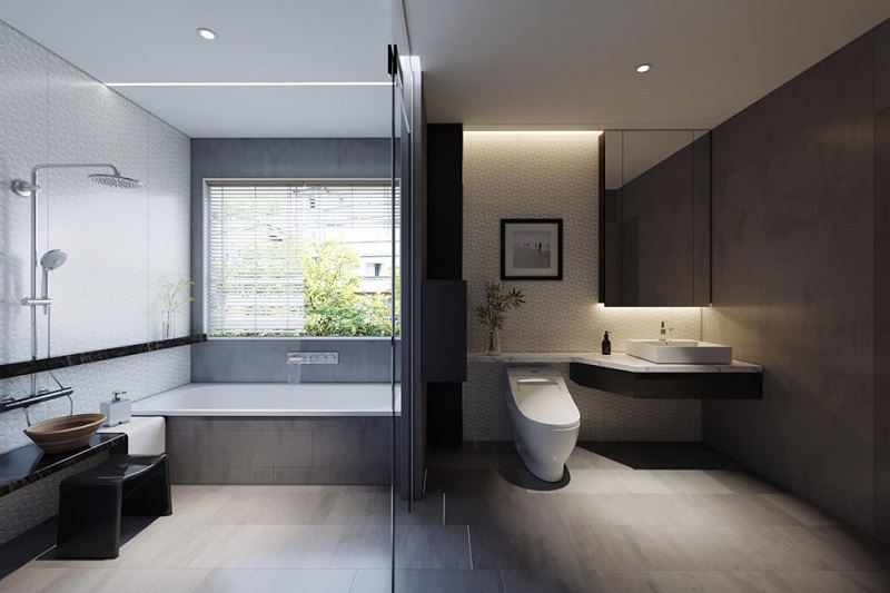 Thiết kế nhà vệ sinh riêng, nhà tắm riêng phù hợp với diện tích rộng