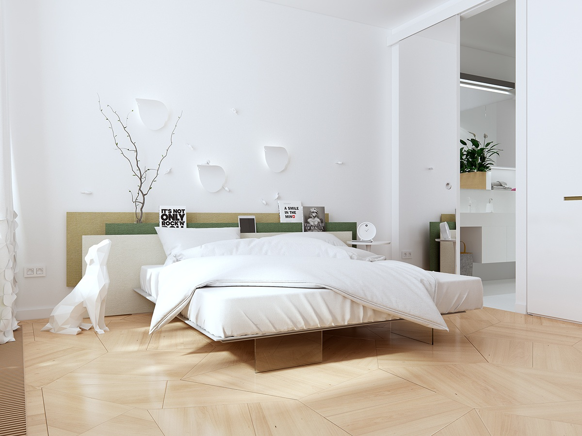 Màu sơn phòng ngủ đẹp với tông màu trắng tinh tế