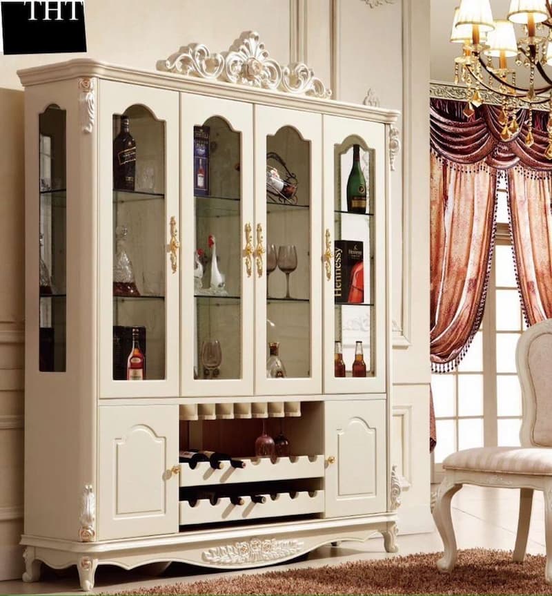 Các mẫu tủ rượu phòng khách đẹp được thiết kế theo kiểu dáng châu Âu đậm chất cổ điển