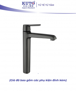 Vòi Lavabo thân dài màu xám chất liệu đồng KUTO Nhật Bản (K025)