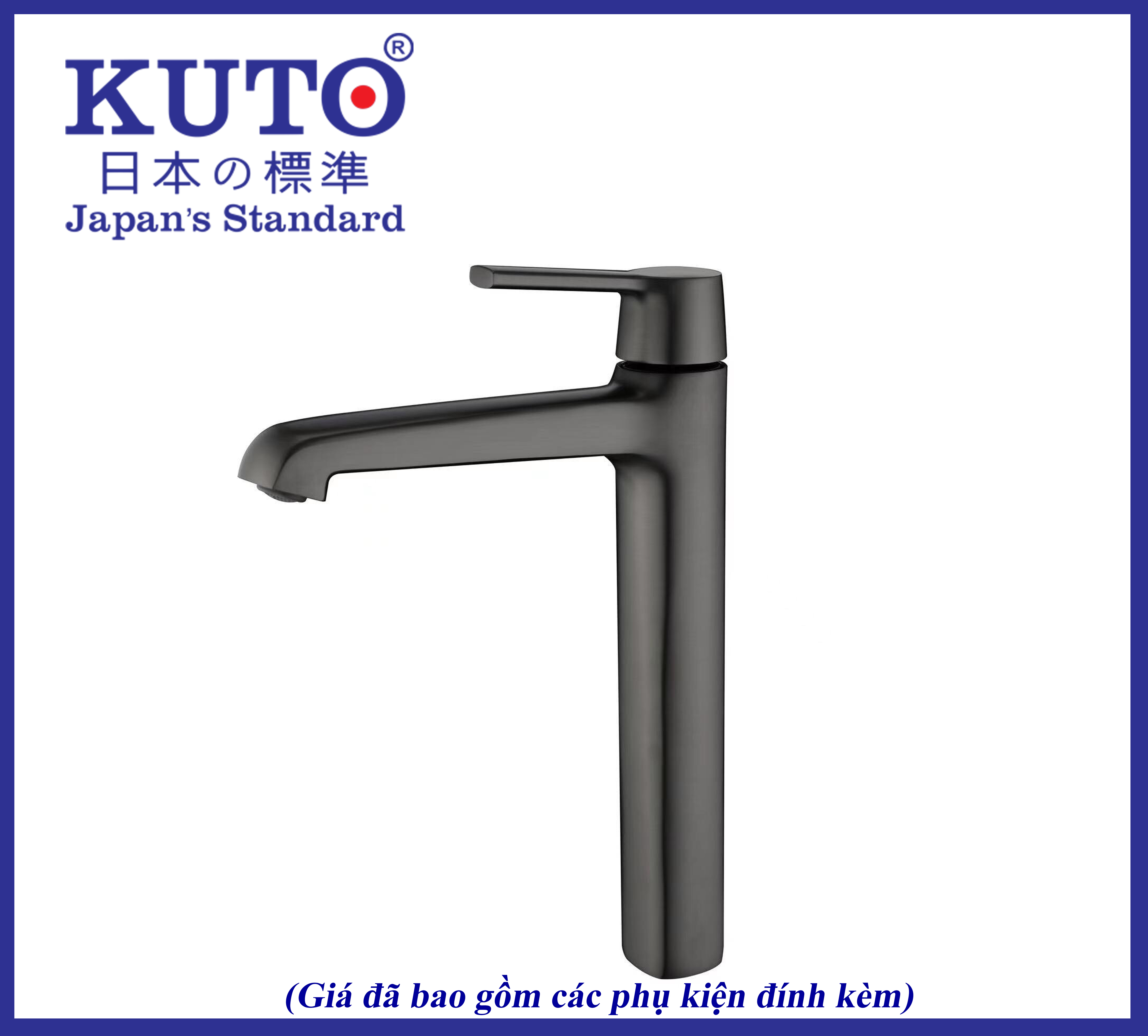 Vòi Lavabo thân dài màu xám chất liệu đồng KUTO Nhật Bản (K025) sở hữu thiết kế sang trọng