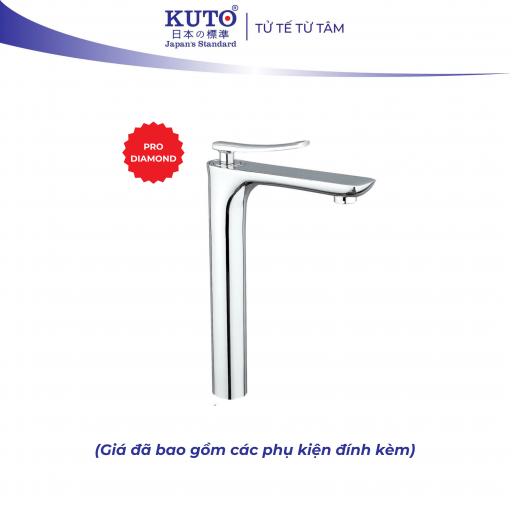 Vòi Lavabo 1 lỗ thân đồng, tay đồng (thân dài) KUTO Nhật Bản (K022)