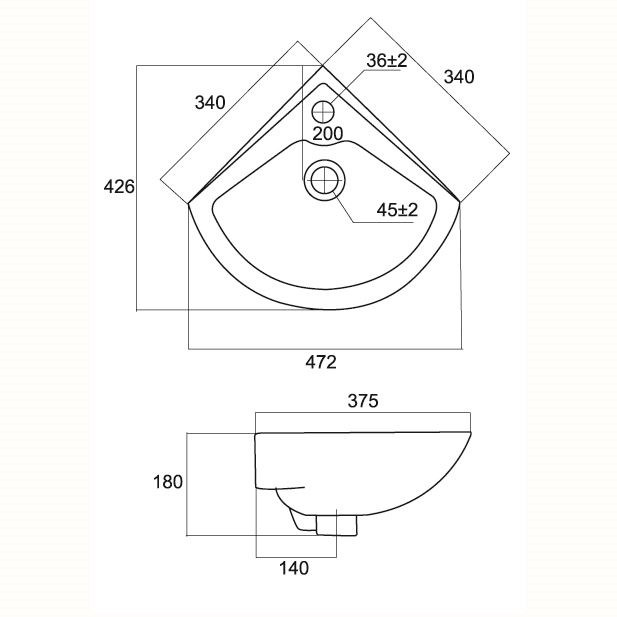 Kích thước tiêu chuẩn của lavabo góc