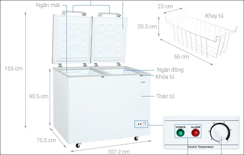 Tham khảo kích thước tủ đông nằm ngang