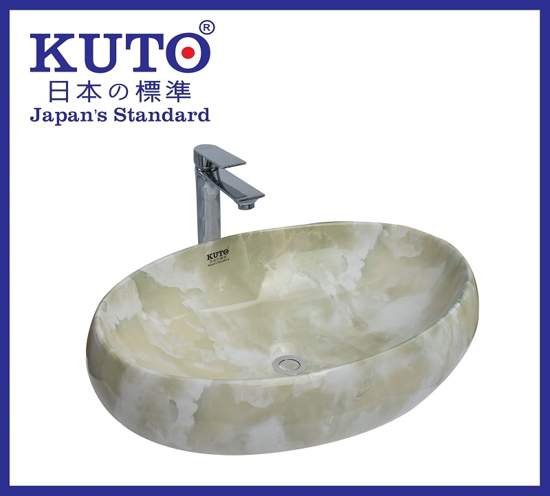 Chậu lavabo đá vân xanh của KUTO mang lại vẻ đẹp sang trọng