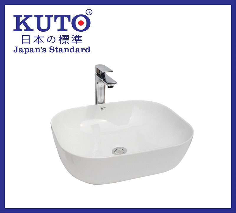 Mẫu lavabo đặt bàn có thiết kế hình chữ nhật bo tròn bốn góc ấn tượng