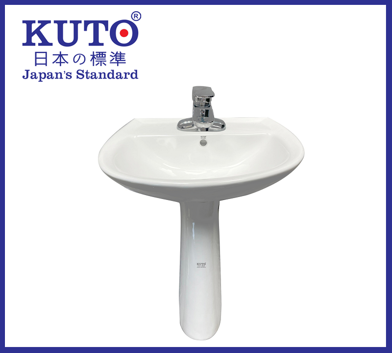 Lavabo treo chân đứng E032 của KUTO thiết kế đơn giản