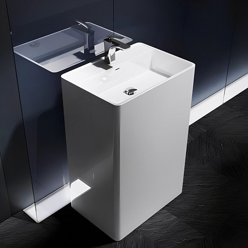 Lavabo chân đứng hình chữ nhật lòng chậu sâu tiện lợi khi sử dụng