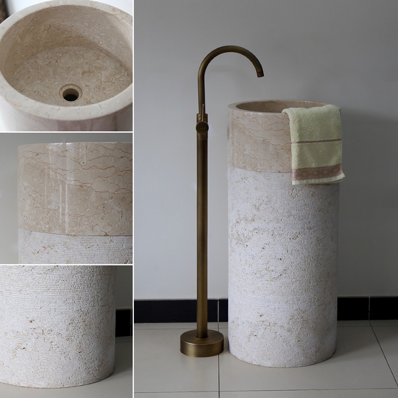 Lavabo chân đứng đá marble phù hợp với không gian phòng tắm phong cách cổ điển