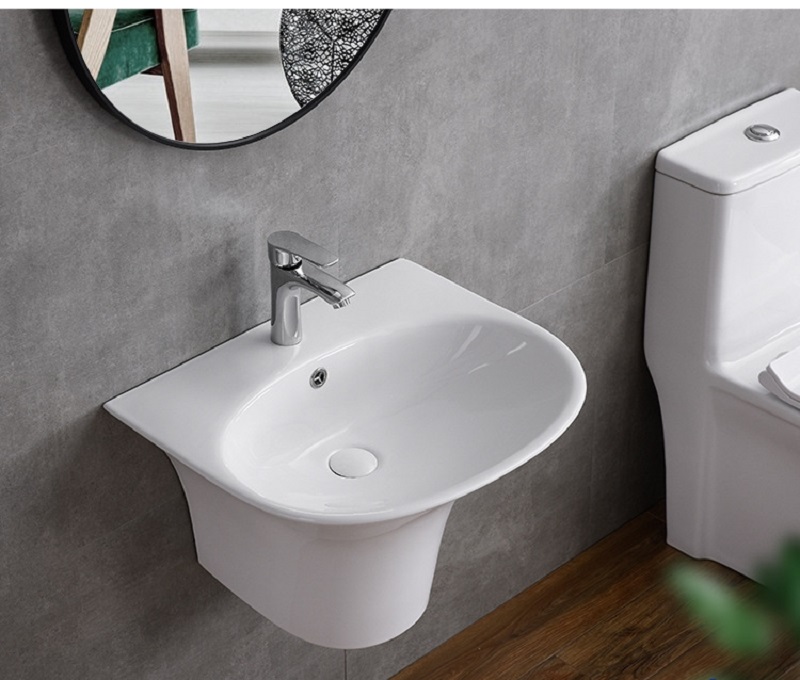 Lavabo treo chân lửng thiết kế liền khối mang đến cảm giác vững chắc