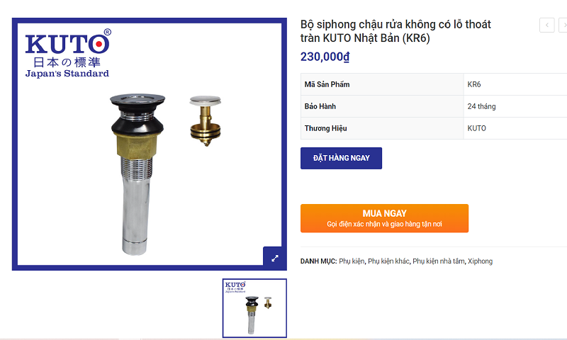 KUTO - địa chỉ uy tín cung cấp ống thoát nước bồn rửa chén chuẩn Nhật, giá cả phải chăng