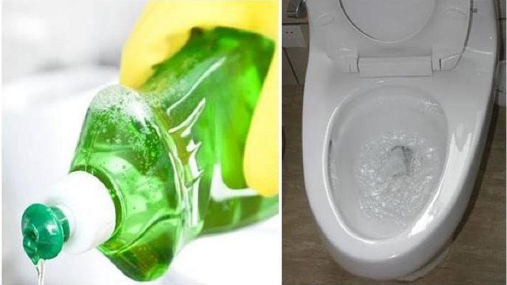 thông tắc bồn cầu bằng nước rửa chén