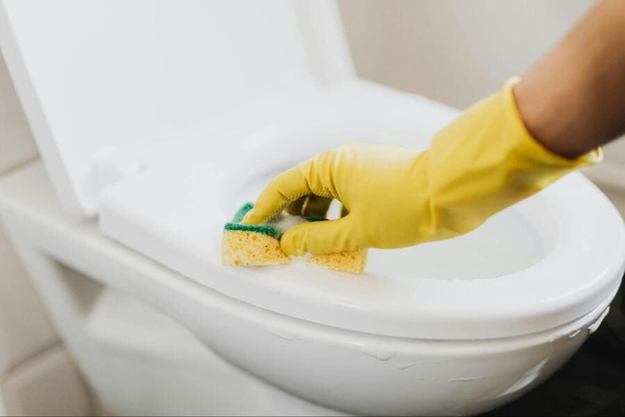Vệ sinh thân bồn cầu và két nước