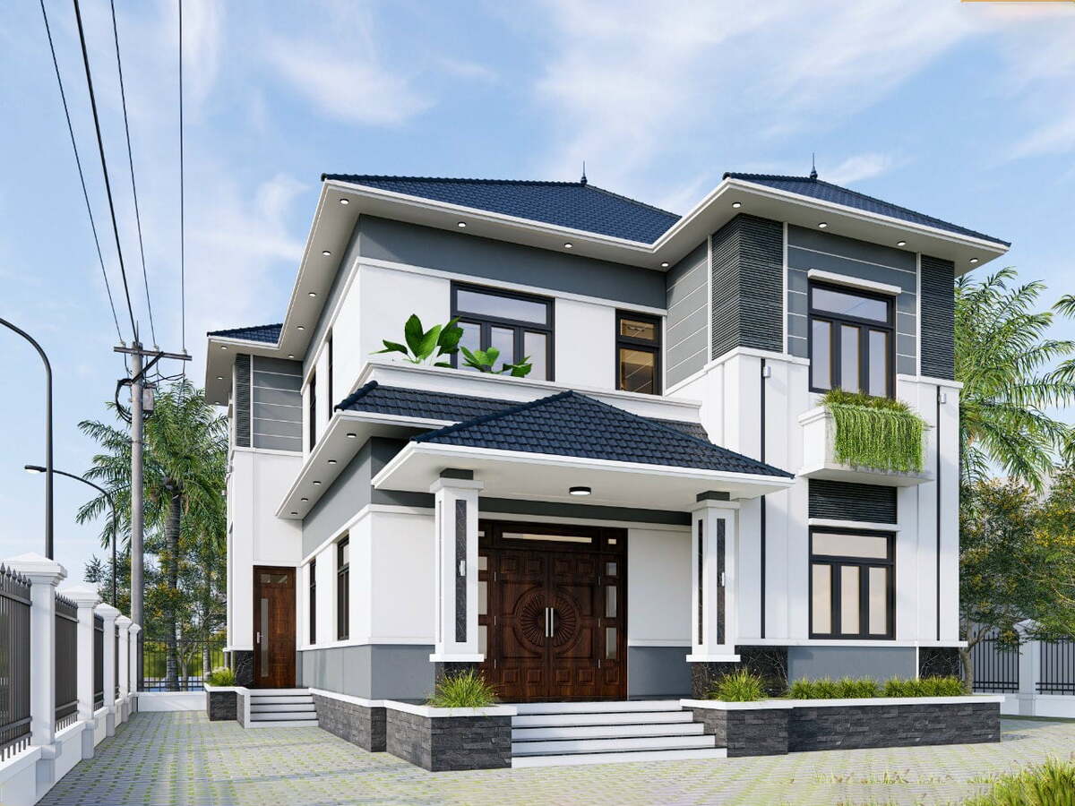 Phối tông màu ghi và trắng
