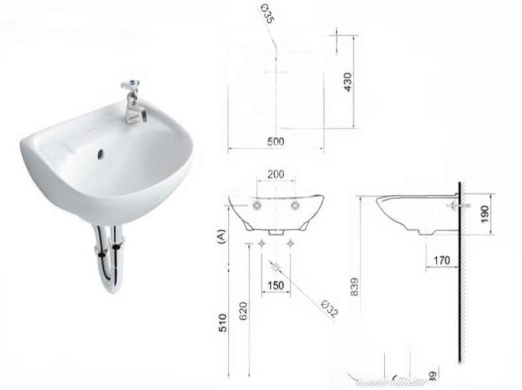 Chiều cao Lavabo treo tường