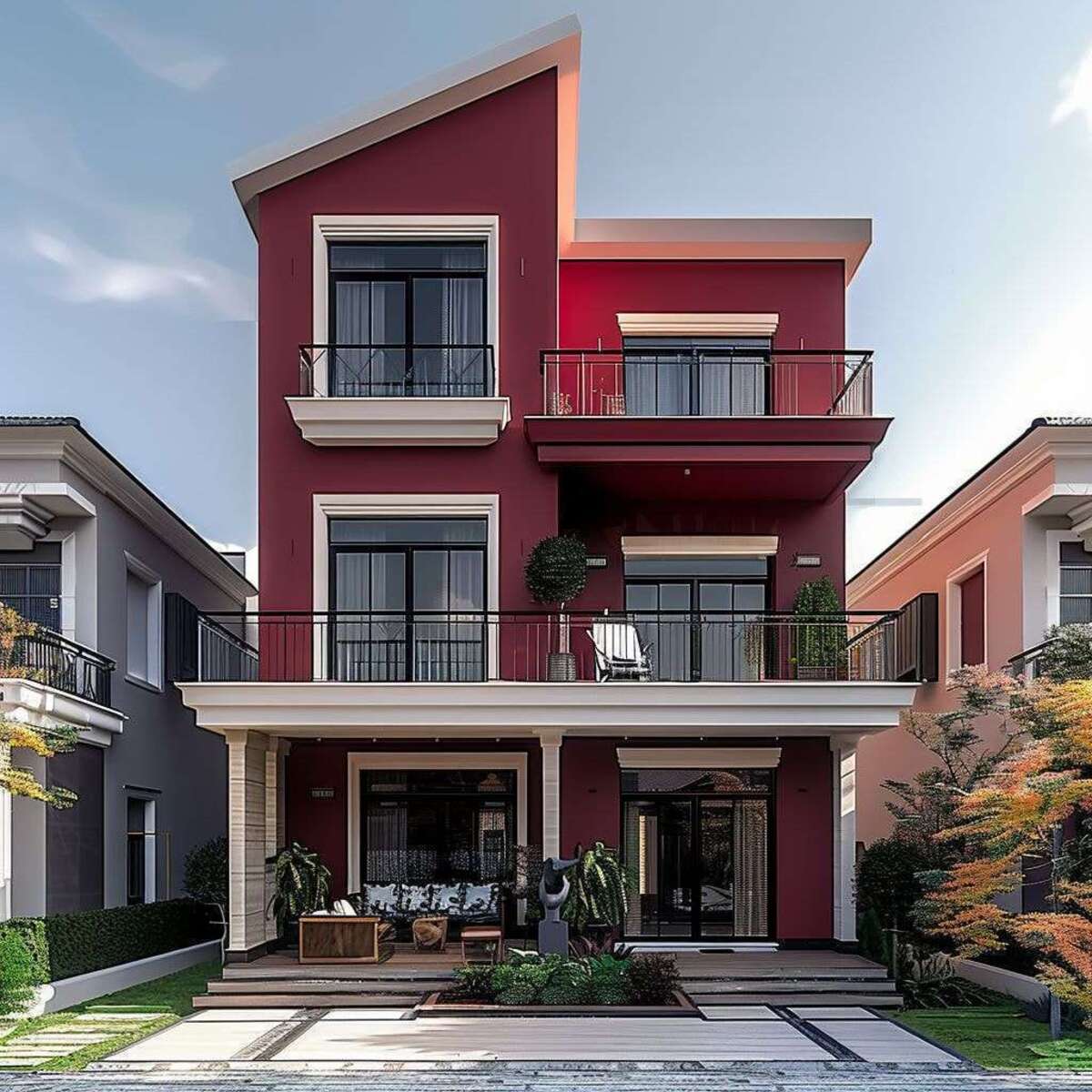 Sơn ngoại thất màu đỏ 