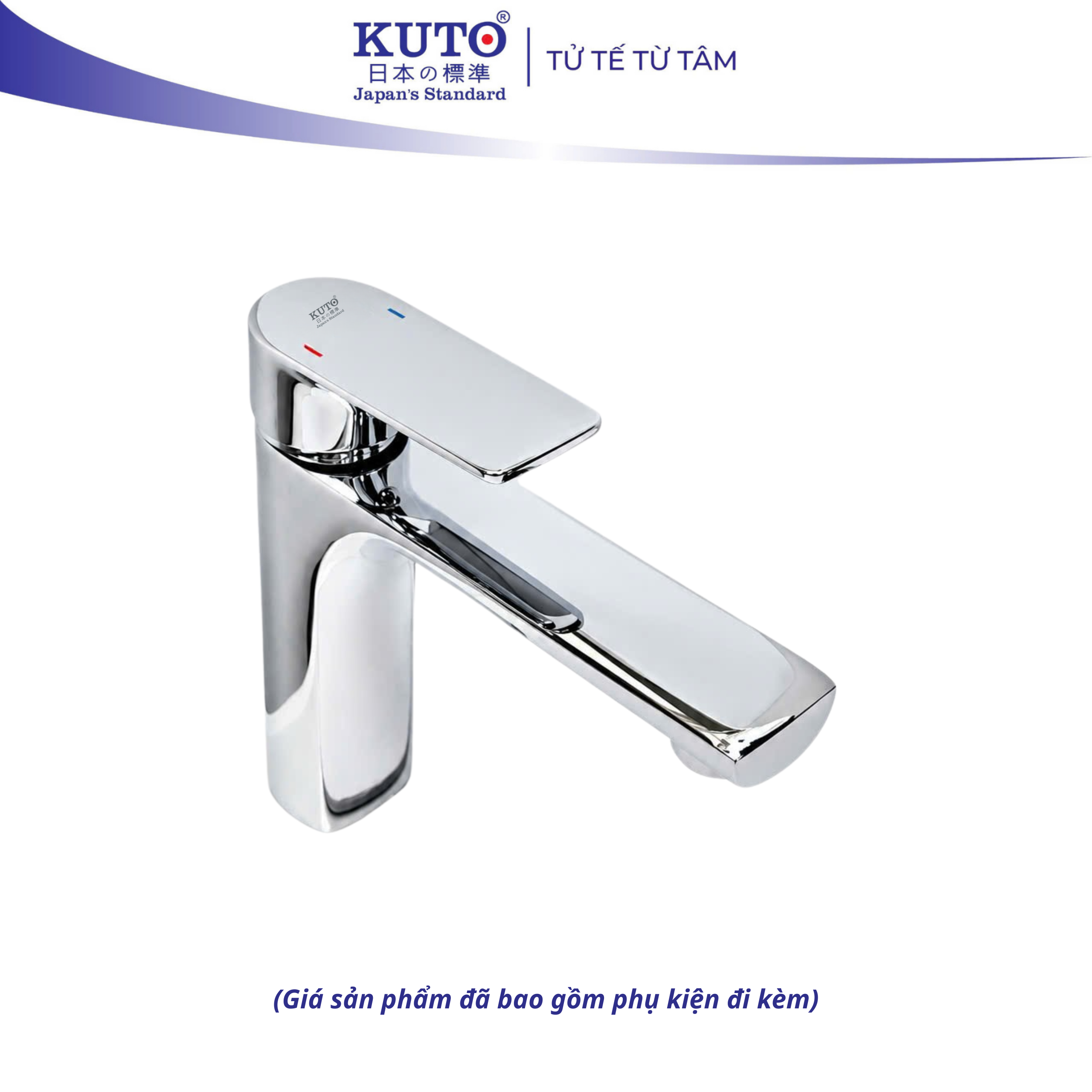 Bộ vòi lavabo 1 lỗ thân đồng KUTO (K029)